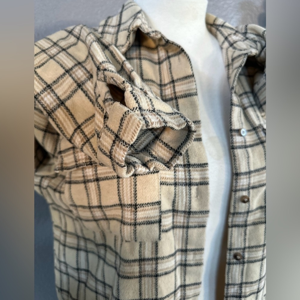 Princess Polly Womens US 4 Button Front Shirt Jacket Shacket Beige Black Flannel - Picture 8 of 12